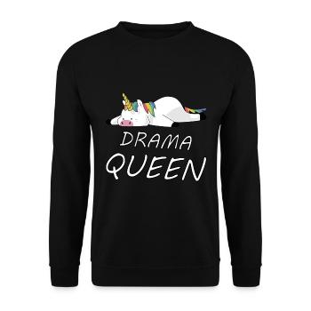 Einhorn Unicorn Drama Queen witziges Geschenk - Unisex Pullover - Schwarz - Vorne - Alina (178cm) & Michal (187cm)