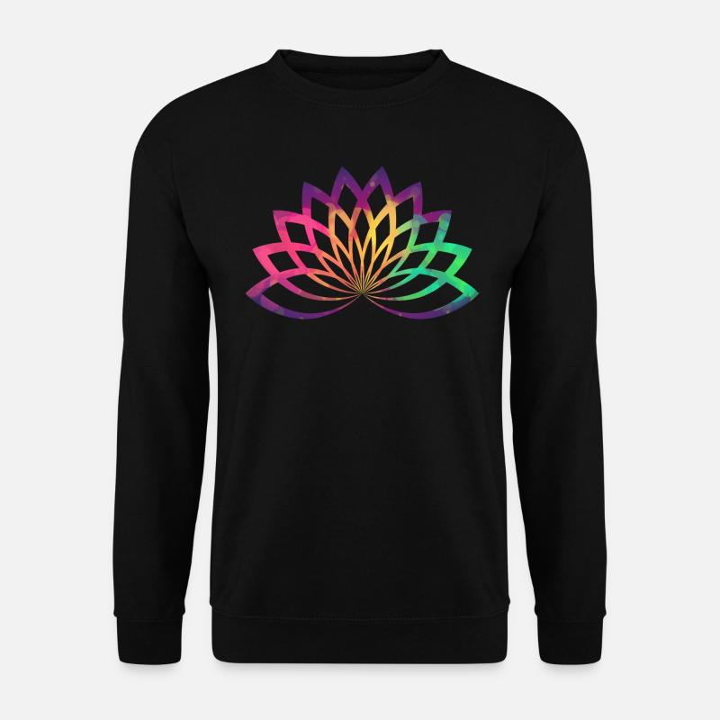 Yoga T-Shirt Lotusblume Bunte Lotusblüte Geschenk - Unisex Pullover - Schwarz