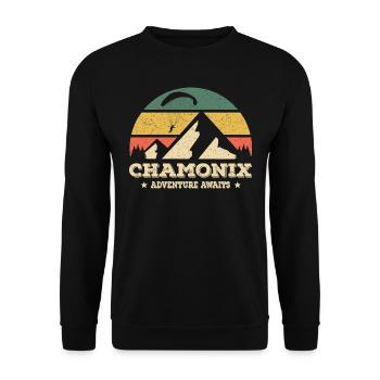 Chamonix Adventure Awaits Paragliding Born To Fly - Unisex Sweatshirt - black - Front - Alina (178cm) & Michal (187cm)