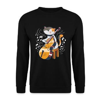 Sweet cat plays double bass bassist - Unisex Sweatshirt - black - Front - Alina (178cm) & Michal (187cm)