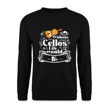 Without Cellos Life would B Flat Celli Cellisten - Unisex Pullover - Schwarz - Vorne - Alina (178cm) & Michal (187cm)
