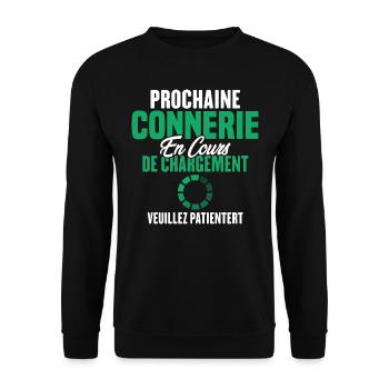Prochaine Connerie En Cours De Chargement - Sweat-shirt Unisexe - noir - Devant - Alina (178cm) & Michal (187cm)