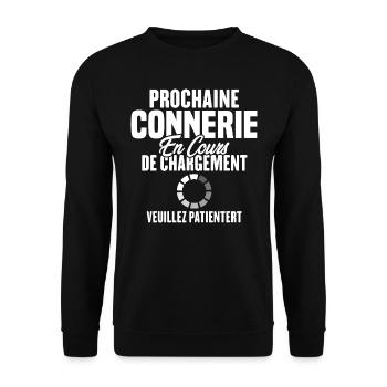 Prochaine Connerie En Cours De Chargement - Sweat-shirt Unisexe - noir - Devant - Alina (178cm) & Michal (187cm)