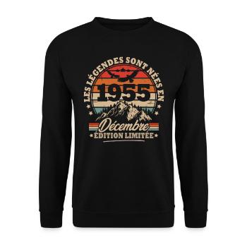 Birthday gift born in December 1955 - Unisex Sweatshirt - black - Front - Alina (178cm) & Michal (187cm)