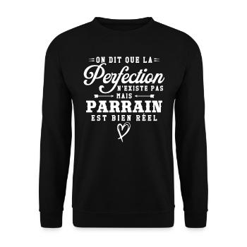 On dit que la perfection n'existe pas mais parrain - Sweat-shirt Unisexe - noir - Devant - Alina (178cm) & Michal (187cm)