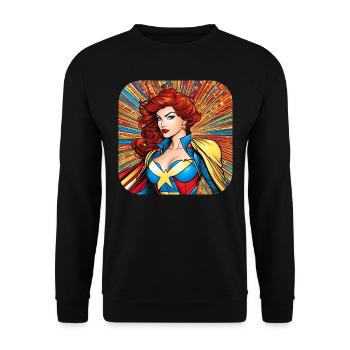 Superheldin - Unisex Pullover - Schwarz - Vorne - Alina (178cm) & Michal (187cm)