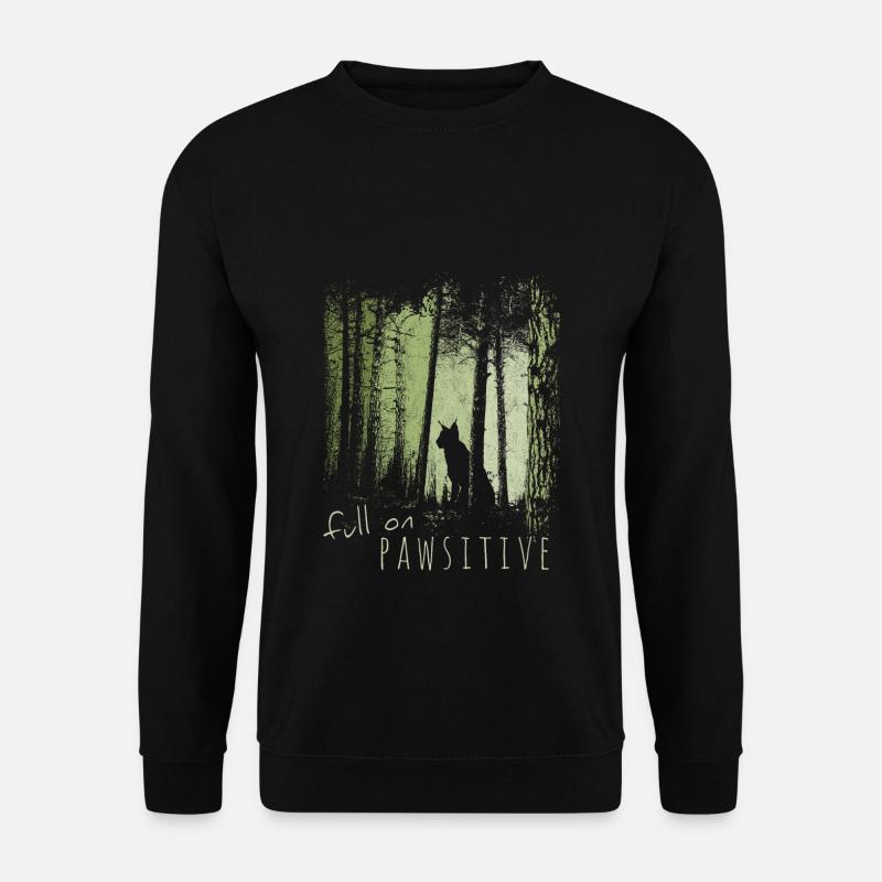 Full On Pawsitive! Luchs Silhouette Wildkatze Wald - Unisex Pullover - Schwarz