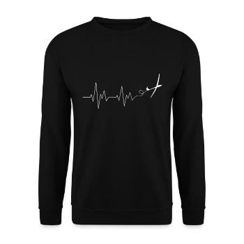 Segelflieger Herzschlag Segelflugzeug Pilot Flug - Unisex Pullover - Schwarz - Vorne - Alina (178cm) & Michal (187cm)