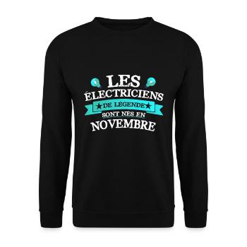 Les électriciens de légende sont nés en novembre - Sweat-shirt Unisexe - noir - Devant - Alina (178cm) & Michal (187cm)