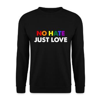 No Hate Just Love - Unisex Pullover - Schwarz - Vorne - Alina (178cm) & Michal (187cm)