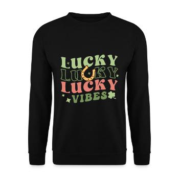 Lucky Vibes - St. Patricks Day - Unisex Pullover - Schwarz - Vorne - Alina (178cm) & Michal (187cm)
