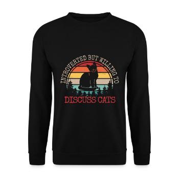 Introverti mais prêt à discuter des chats - Sweat-shirt Unisexe - noir - Devant - Alina (178cm) & Michal (187cm)