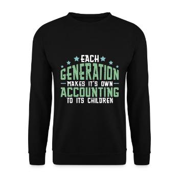 Jede Generation macht ihre eigene Buchhaltung - Unisex Pullover - Schwarz - Vorne - Alina (178cm) & Michal (187cm)