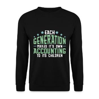 Jede Generation macht ihre eigene Buchhaltung - Unisex Pullover - Schwarz - Vorne - Alina (178cm) & Michal (187cm)