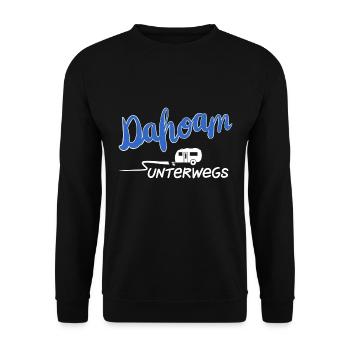 Unterwegs dahoam Wohnwagen - Unisex Pullover - Schwarz - Vorne - Alina (178cm) & Michal (187cm)