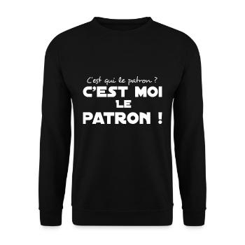 Humour c'est qui le patron tshirt personnalisė - Sweat-shirt Unisexe - noir - Devant - Alina (178cm) & Michal (187cm)