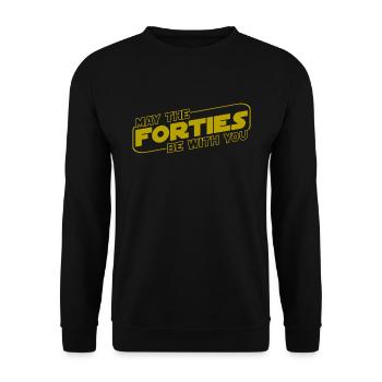 May the Forties be with you - 40. Geburtstag - Unisex Pullover - Schwarz - Vorne - Alina (178cm) & Michal (187cm)
