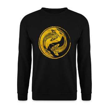 Yin Yang Golden Koi - Unisex Sweatshirt - black - Front - Alina (178cm) & Michal (187cm)