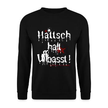 hättsch halt uffbasst schwäbisch for beginners - Unisex Pullover - Schwarz - Vorne - Alina (178cm) & Michal (187cm)
