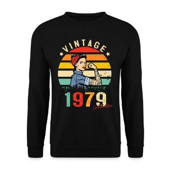 1979 Vintage Édition limitée Cadeau Femmes - Sweat-shirt Unisexe - noir - Devant - Alina (178cm) & Michal (187cm)