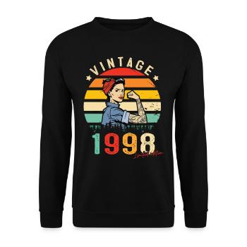 1998 Vintage Édition limitée Cadeau Femmes - Sweat-shirt Unisexe - noir - Devant - Alina (178cm) & Michal (187cm)
