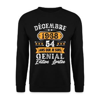 Cadeau D'anniversaire 54 Ans Décembre 1968 Rétro - Sweat-shirt Unisexe - noir - Devant - Alina (178cm) & Michal (187cm)