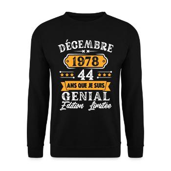 Cadeau D'anniversaire 44 Ans Décembre 1978 Rétro - Sweat-shirt Unisexe - noir - Devant - Alina (178cm) & Michal (187cm)