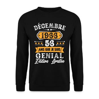 Cadeau D'anniversaire 56 Ans Décembre 1966 Rétro - Sweat-shirt Unisexe - noir - Devant - Alina (178cm) & Michal (187cm)
