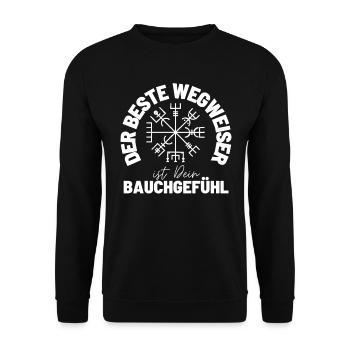 Wegweiser RUNEN viking CELTIC - VEGVISIR - Unisex Pullover - Schwarz - Vorne - Alina (178cm) & Michal (187cm)