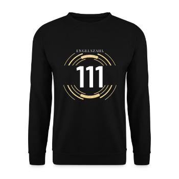 Engelszahlen 111 Nummerologie Geschenkidee - Unisex Pullover - Schwarz - Vorne - Alina (178cm) & Michal (187cm)