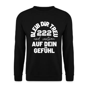Engelszahlen 222 Nummerologie Geschenkidee - Unisex Pullover - Schwarz - Vorne - Alina (178cm) & Michal (187cm)