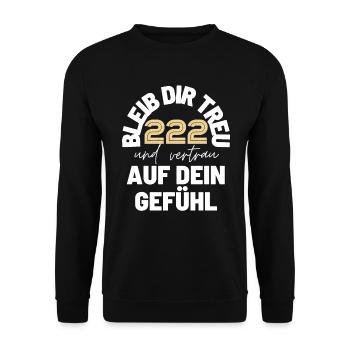 Engelszahlen 222 Nummerologie Geschenkidee - Unisex Pullover - Schwarz - Vorne - Alina (178cm) & Michal (187cm)