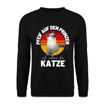 Lustiger Katzen Spruch Katze Kätzchen Kitten - Unisex Pullover - Schwarz - Vorne - Alina (178cm) & Michal (187cm)