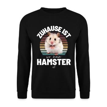HAMSTER Zuhause ist, wo mein HAMSTER ist - Unisex Pullover - Schwarz - Vorne - Alina (178cm) & Michal (187cm)
