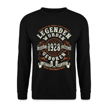 Legenden wurden 1928 geboren - 95 Jahre alt - Unisex Pullover - Schwarz - Vorne - Alina (178cm) & Michal (187cm)