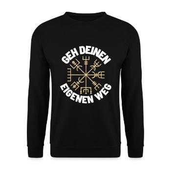 Wegweiser RUNEN viking CELTIC - VEGVISIR - Unisex Pullover - Schwarz - Vorne - Alina (178cm) & Michal (187cm)