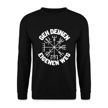 Wegweiser RUNEN viking CELTIC - VEGVISIR - Unisex Pullover - Schwarz - Vorne - Alina (178cm) & Michal (187cm)