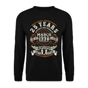 Legends are born in March 1998 - 25 years - Unisex Sweatshirt - black - Front - Alina (178cm) & Michal (187cm)