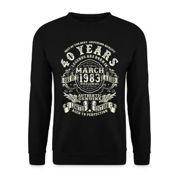 40 years old - legend born in march 1983 - Unisex Sweatshirt - black - Front - Alina (178cm) & Michal (187cm)