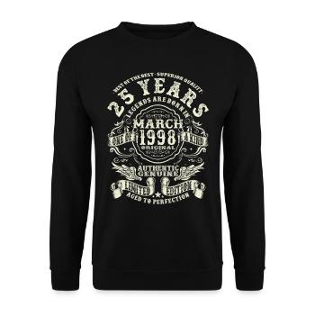 25 years old - legend born in march 1998 - Unisex Sweatshirt - black - Front - Alina (178cm) & Michal (187cm)