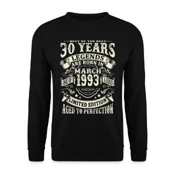 Legend born in March 1993 - 30 years old - Unisex Sweatshirt - black - Front - Alina (178cm) & Michal (187cm)