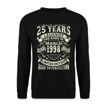 Legend born in March 1998 - 25 years old - Unisex Sweatshirt - black - Front - Alina (178cm) & Michal (187cm)