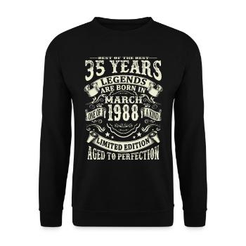 Legend born in March 1988 - 35 years old - Unisex Sweatshirt - black - Front - Alina (178cm) & Michal (187cm)