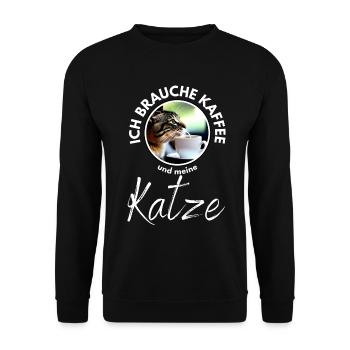 Katze Katzen Kaffee - Unisex Pullover - Schwarz - Vorne - Alina (178cm) & Michal (187cm)