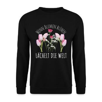 Blumen Garten Gärtner Blumenstrauß BLUMENLIEBE - Unisex Pullover - Schwarz - Vorne - Alina (178cm) & Michal (187cm)