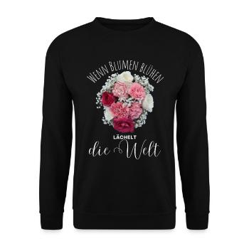 Blumen Garten Gärtner Blumenstrauß BLUMENLIEBE - Unisex Pullover - Schwarz - Vorne - Alina (178cm) & Michal (187cm)