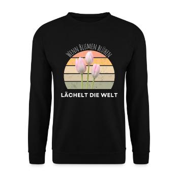 Blumen Garten Gärtner Blumenstrauß BLUMENLIEBE - Unisex Pullover - Schwarz - Vorne - Alina (178cm) & Michal (187cm)