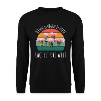 Blumen Garten Gärtner Blumenstrauß BLUMENLIEBE - Unisex Pullover - Schwarz - Vorne - Alina (178cm) & Michal (187cm)