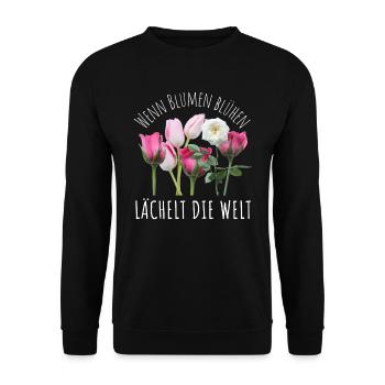 Blumen Garten Gärtner Blumenstrauß BLUMENLIEBE - Unisex Pullover - Schwarz - Vorne - Alina (178cm) & Michal (187cm)