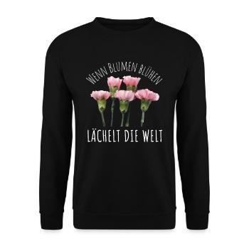 Blumen Garten Gärtner Blumenstrauß BLUMENLIEBE - Unisex Pullover - Schwarz - Vorne - Alina (178cm) & Michal (187cm)